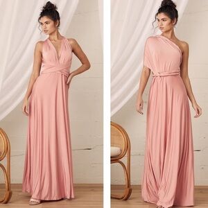 Lulu's Always Stunning Convertible Blush Pink Maxi Dress Size Large